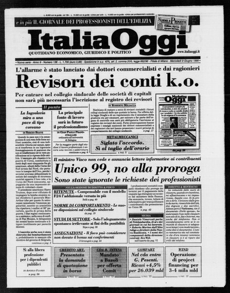 Italia oggi : quotidiano di economia finanza e politica